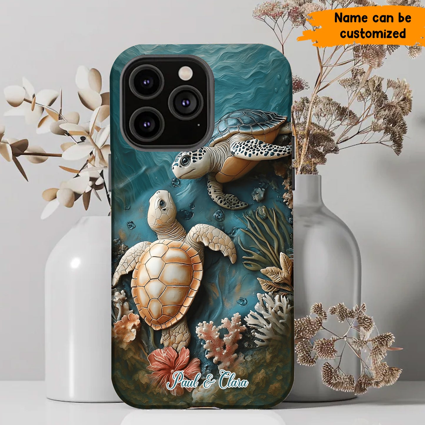 Personalized Couple Turtles Love Phone Case