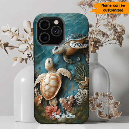 Personalized Couple Turtles Love Phone Case