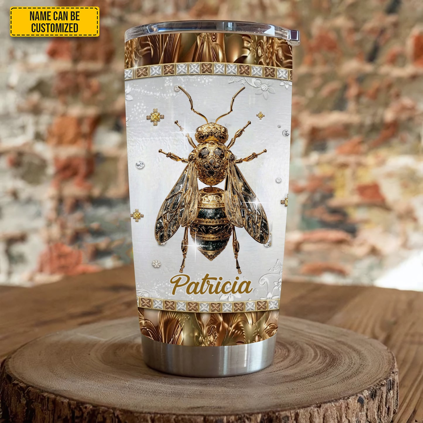 Personalized Golden Bee Tumbler