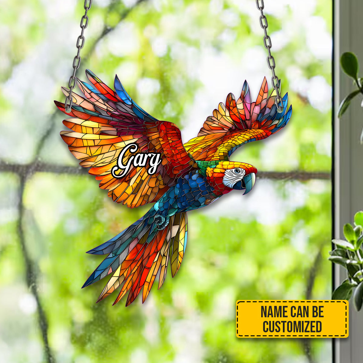 Colorful Flying Parrot - Personalized Acrylic Window