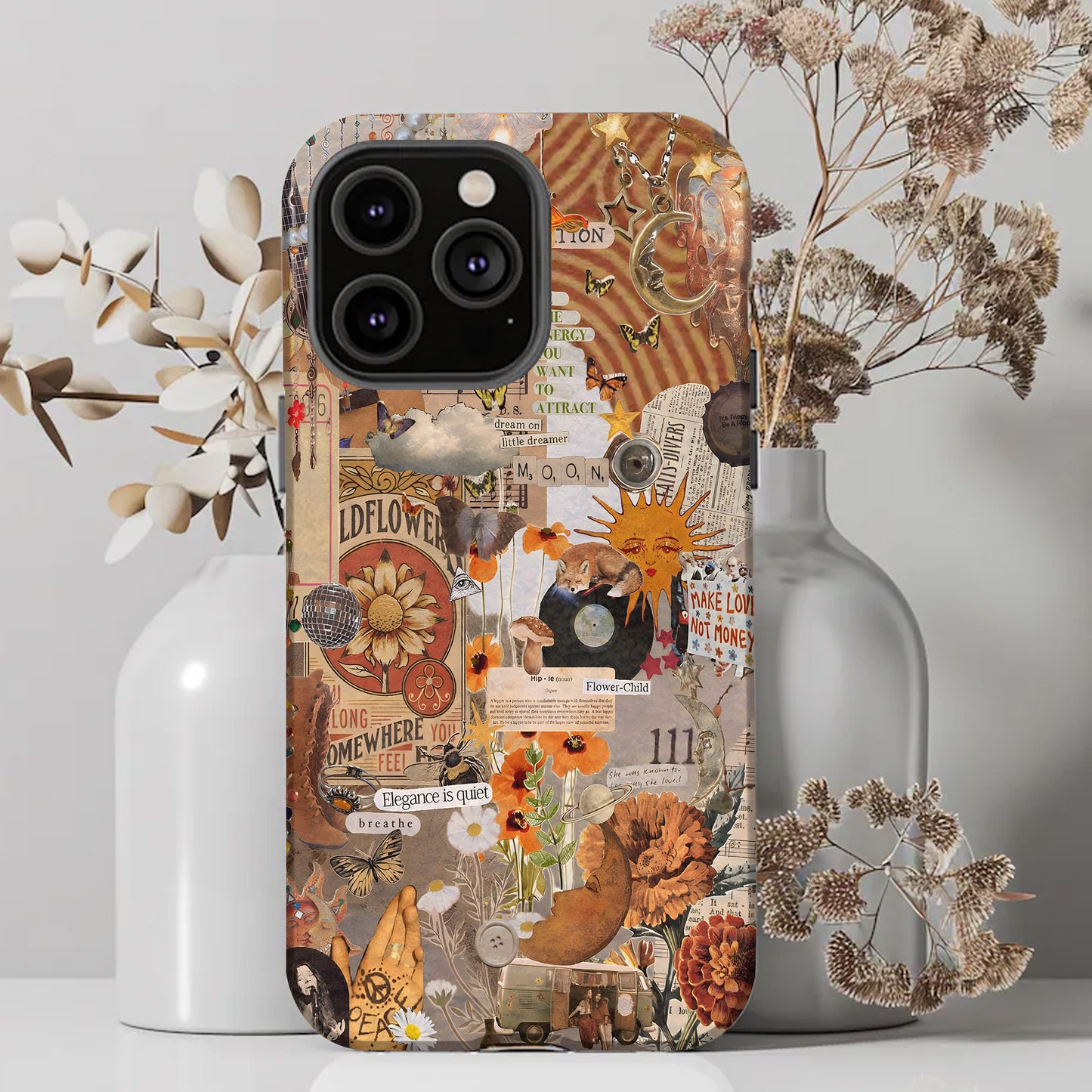 Boho Collage Phone Case – Flower Child Energy