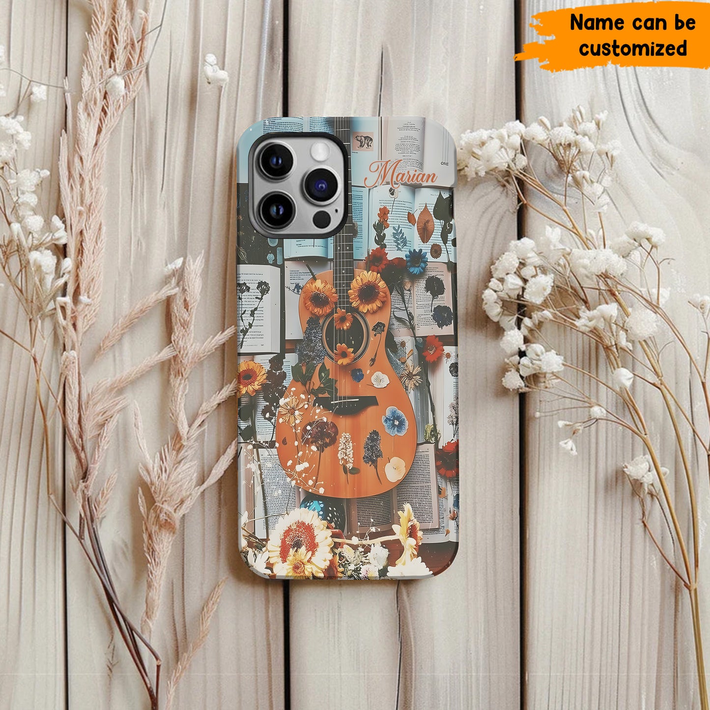 Guitar Floral - Personalized Guitar Phone Case