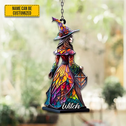 Personalized Angel & Witch Acrylic Window Hanging
