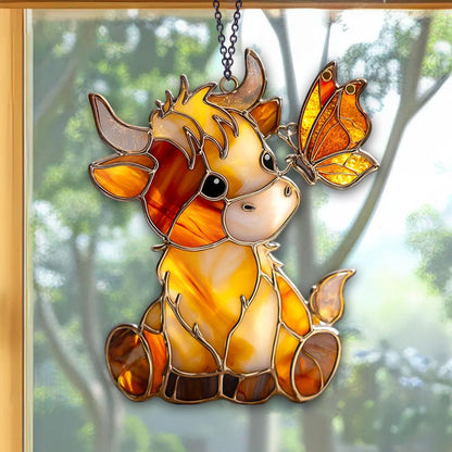 Cow & Butterfly Acrylic Window Suncatcher