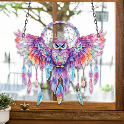 Bohemian Style Owl Acrylic Window Hanging