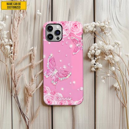 Pink Butterfly - Personalized Phone Case