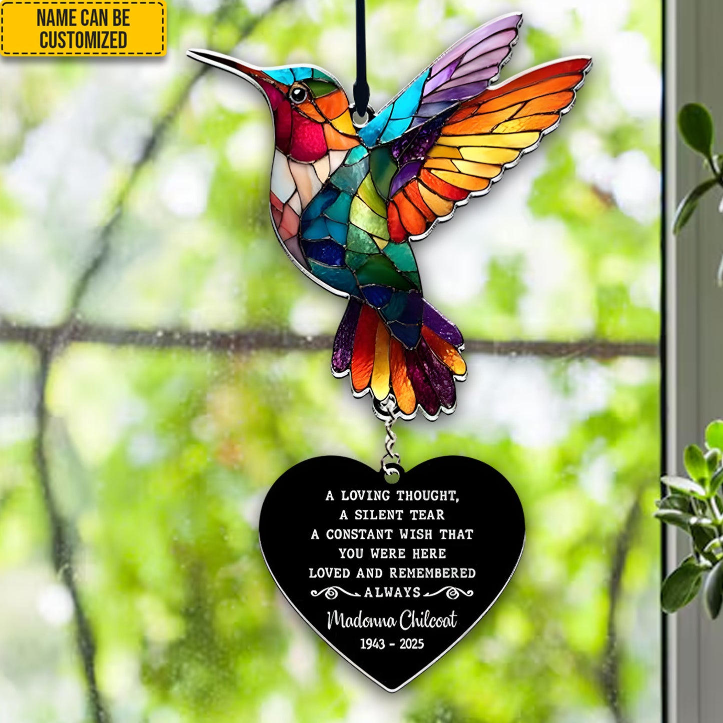Personalized Hummingbird Memorial Acrylic Window