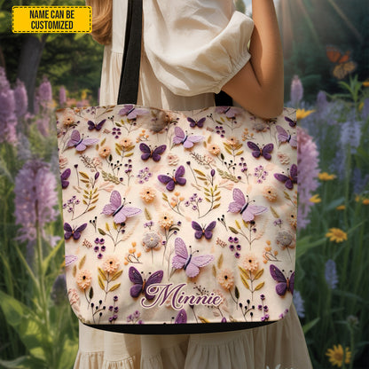 Floral Butterflies Tote Bag - Personalized Tote Bag