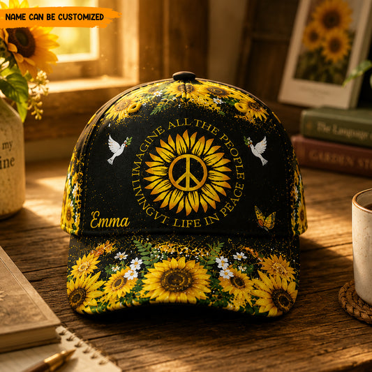 Imagine Peace Sunflower – Personalized Classic Cap
