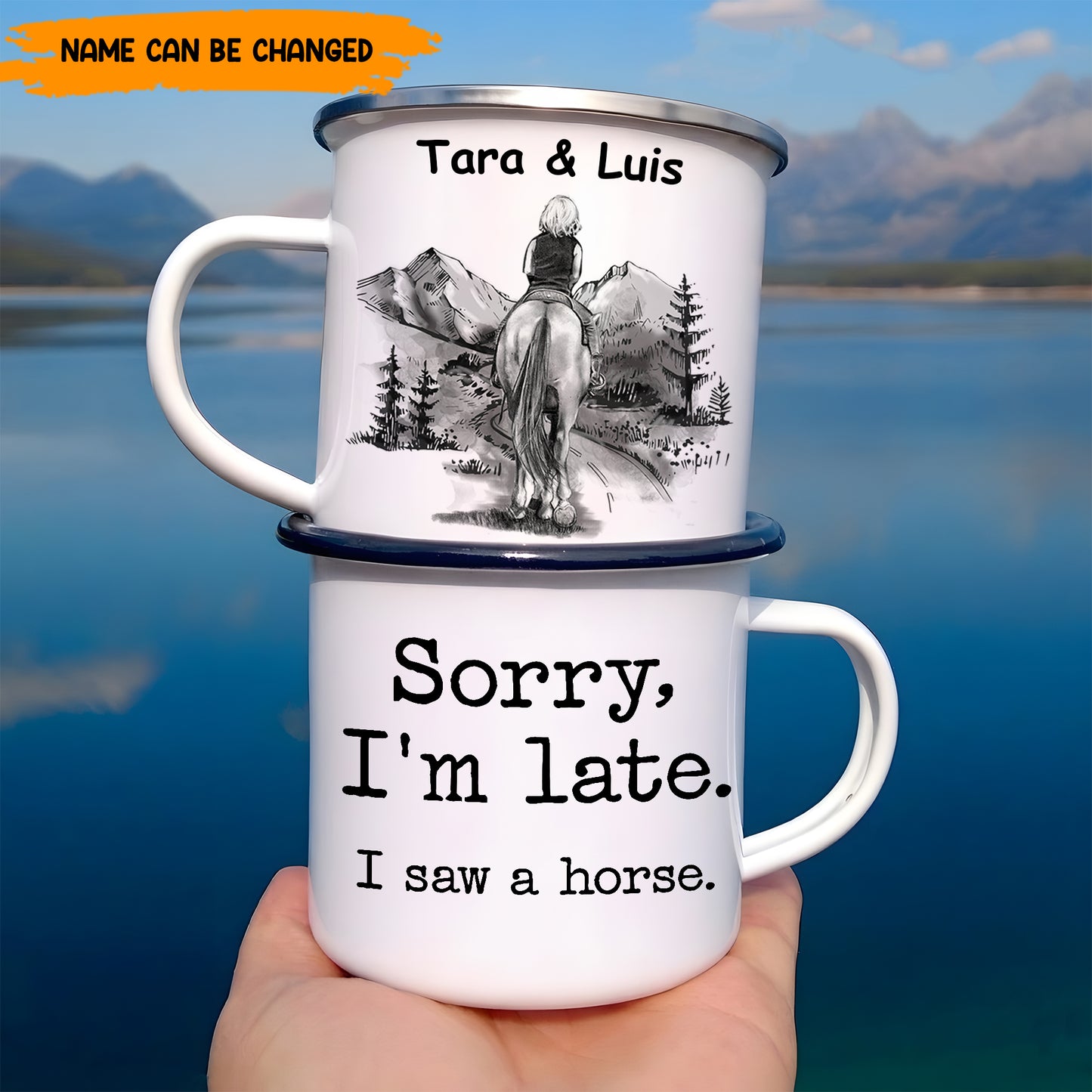 I Saw A Horse - Personalized Enamel Mug