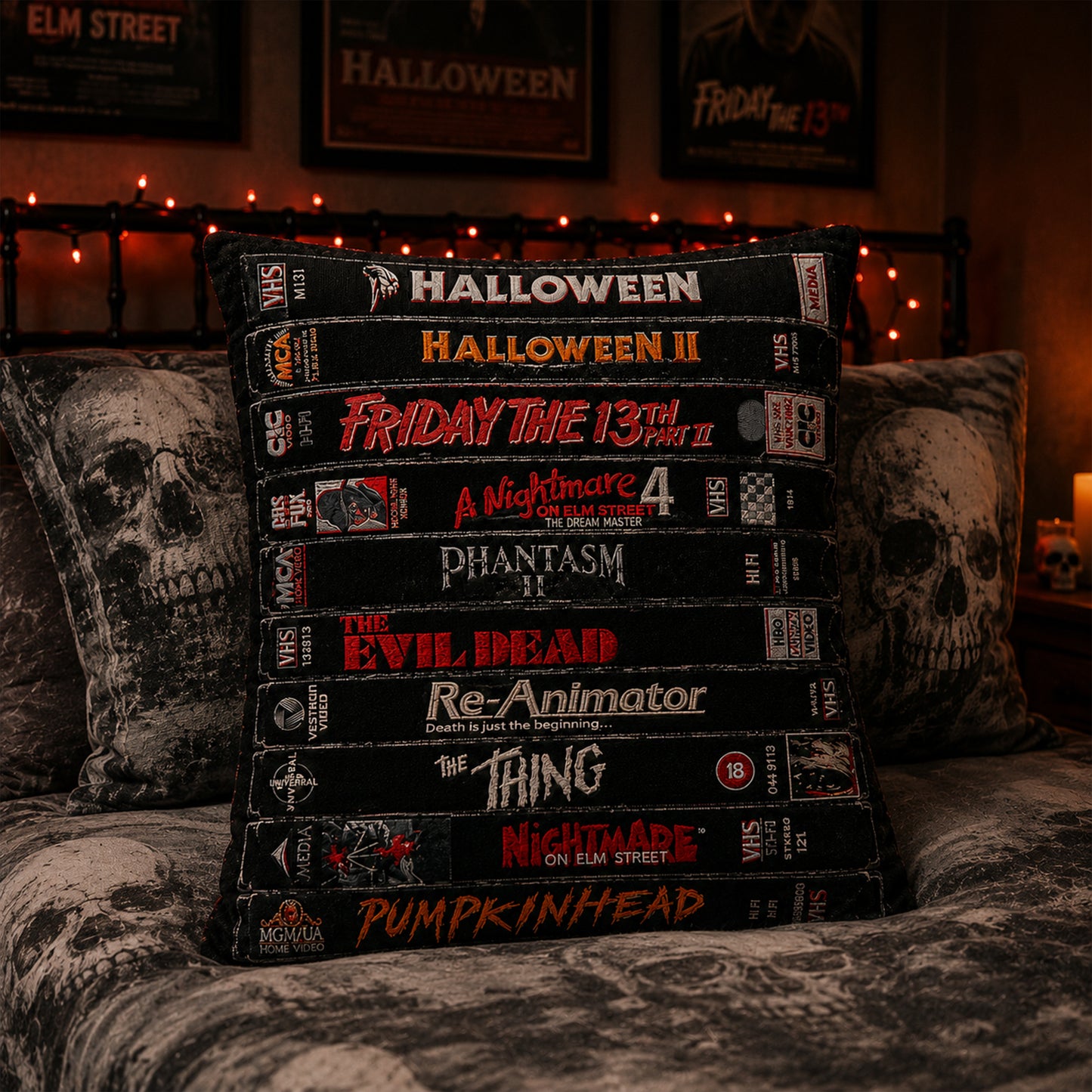 Retro Horror VHS Pillow