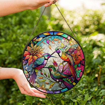 Beautiful Hummingbird Stained Glass Suncatcher