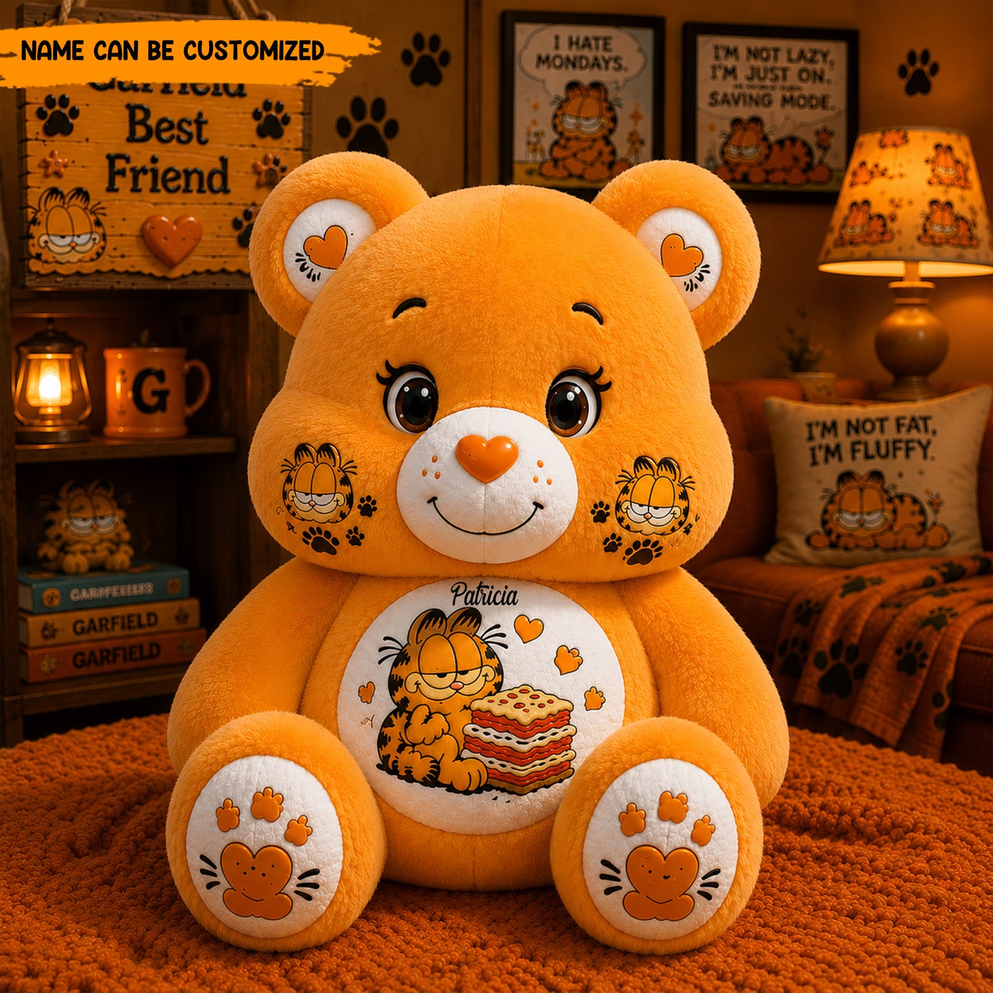 Personalized Cute Bear With Funny Cat Pillow