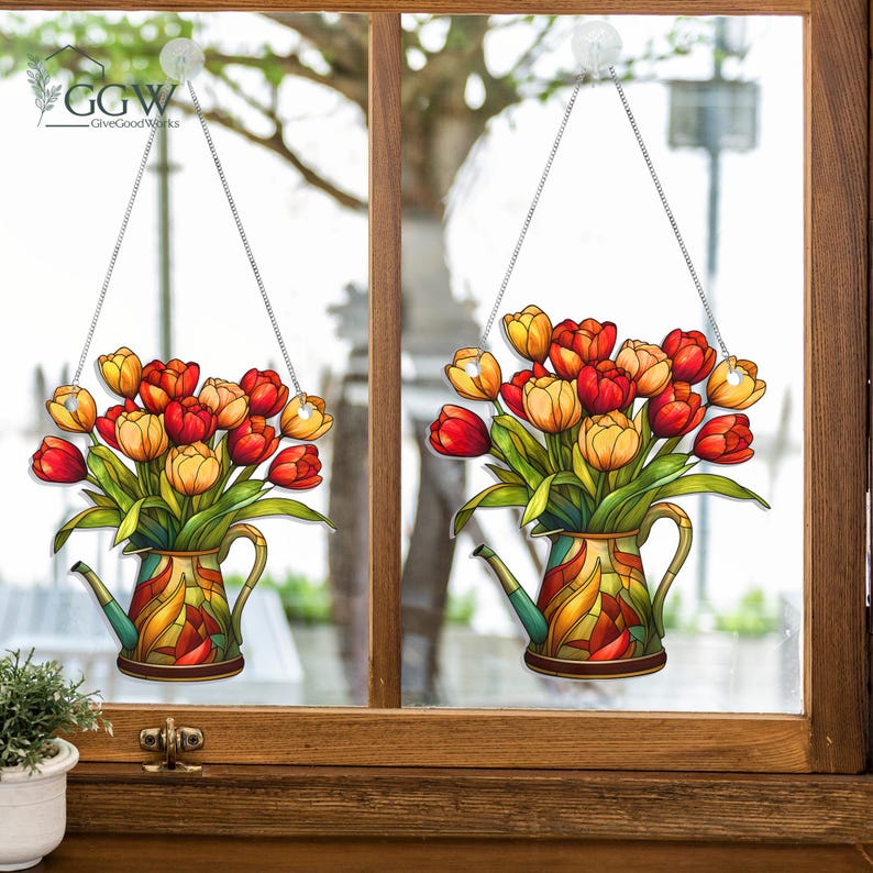 Tulip Flowers Acrylic Window Hanging