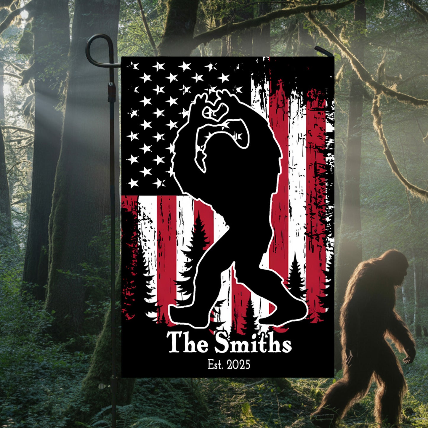 Personalized American Bigfoot Garden Flag, House Flag