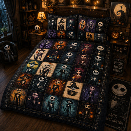 Gothic Skeleton Patchwork Quilted Bedding Set