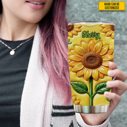Personalized Beautiful Sunflower Inflated Tumbler