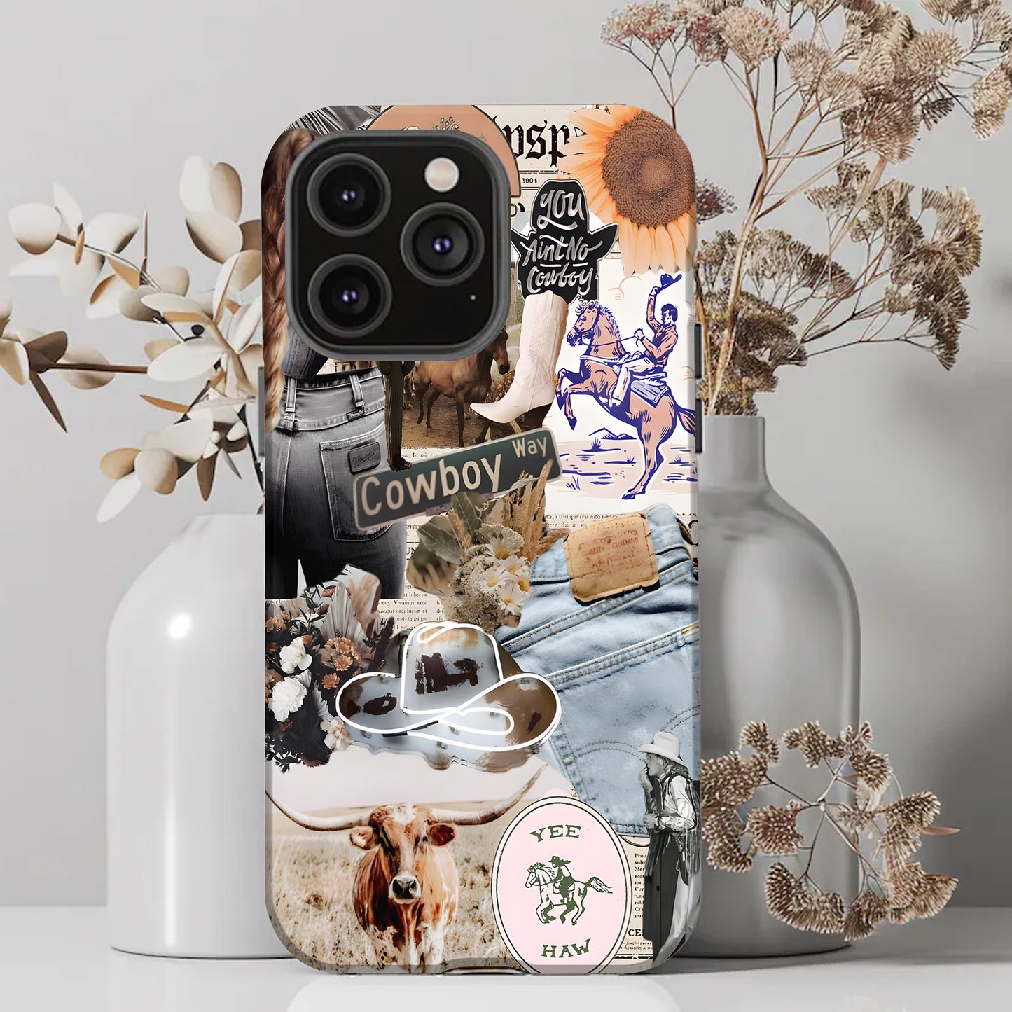 Cowboy Way Collage – Western Rodeo Vibes Phone Case