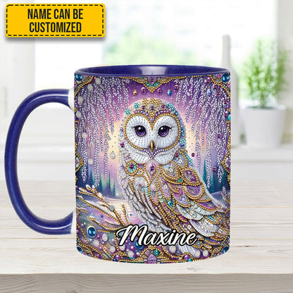 Crystal Diamond - Personalized Owl Accent Mug