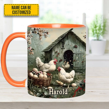 Farm Life – Personalized Chicken Accent Mug