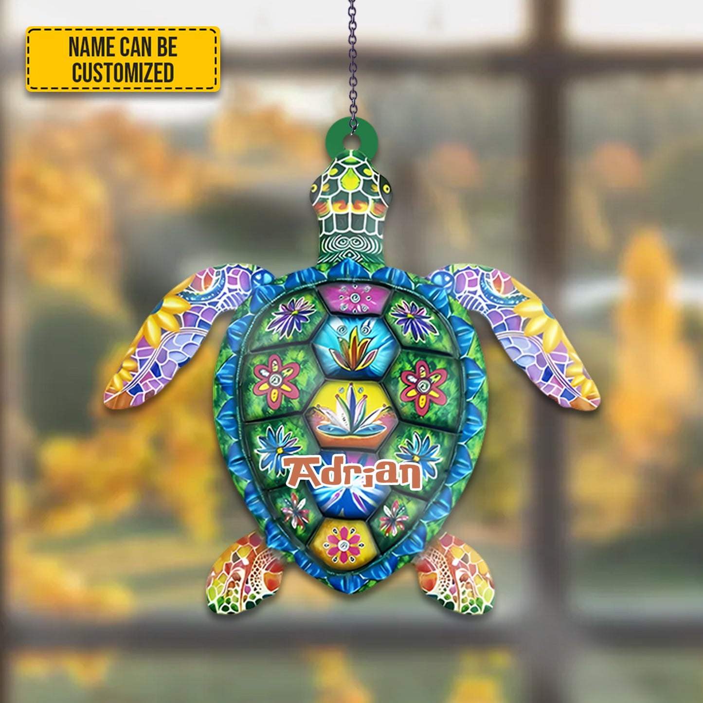 Floral Turtle - Personalized Turtle Acrylic Window
