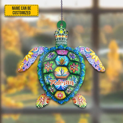 Floral Turtle - Personalized Turtle Acrylic Window