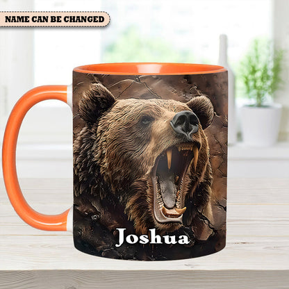 Personalized Grizzly Bear Accent Mug – The Perfect Rustic Gift for Men, Dads, and Nature Lovers.