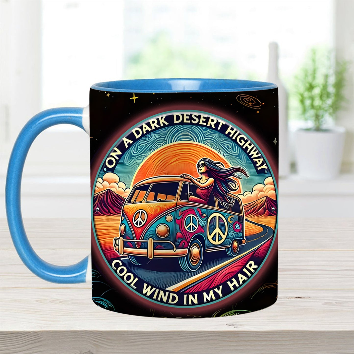 On a Dark Desert Highway - Personalized Accent Mug