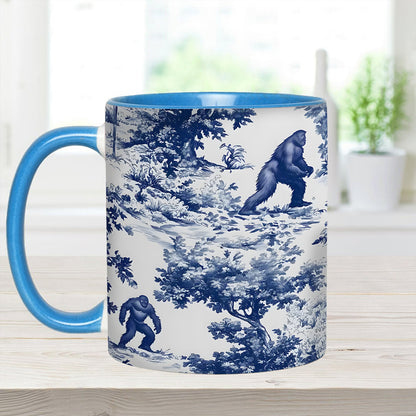 Bigfoot Sasquatch Print Forest Toile Funny Accent Mug