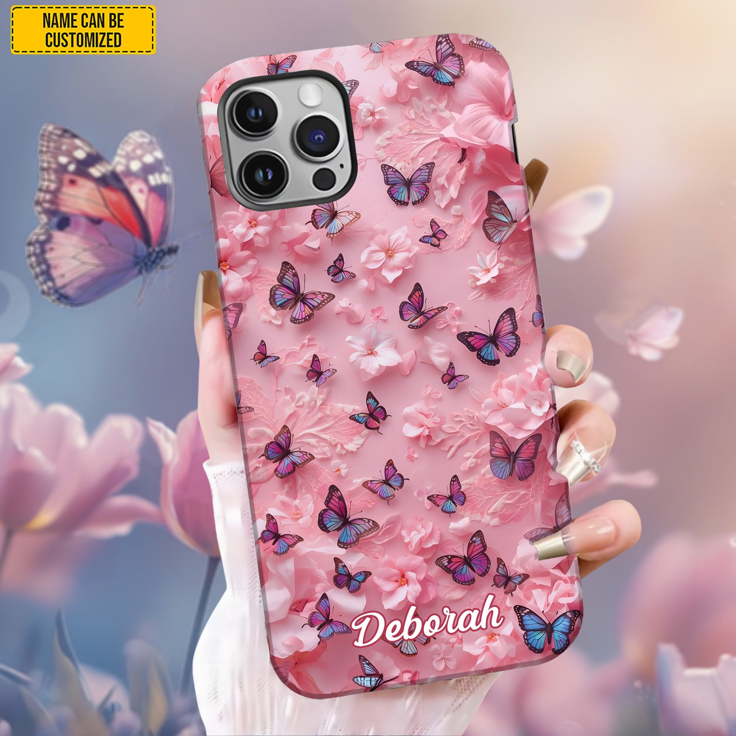 Personalized Butterfly Flower Phone Case