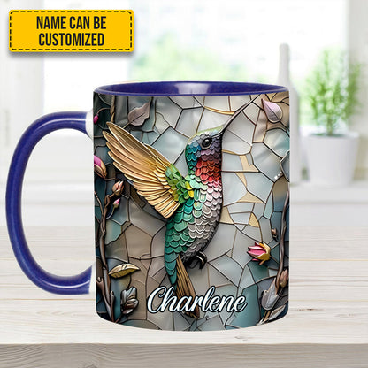 Artistic Hummingbird - Personalized Hummingbird Accent Mug