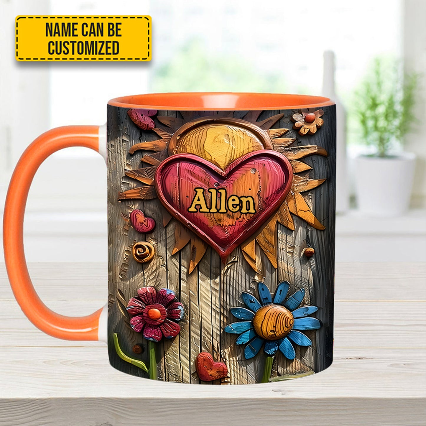 Hippie Heart Symbol - Personalized Hippie Accent Mug