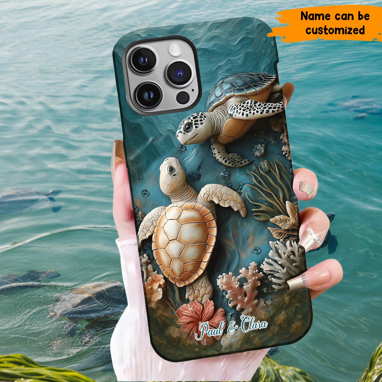 Personalized Couple Turtles Love Phone Case