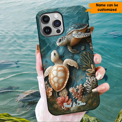 Personalized Couple Turtles Love Phone Case