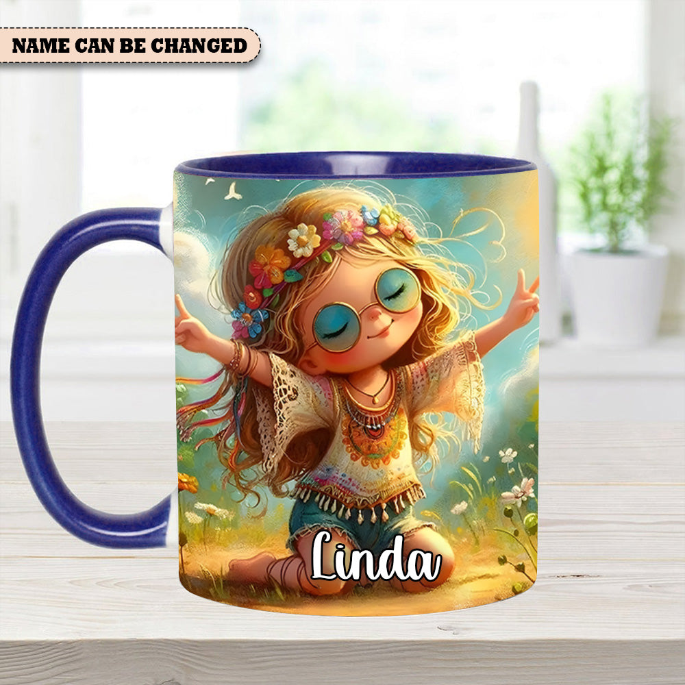 Personalized Hippie Girl Accent Mug