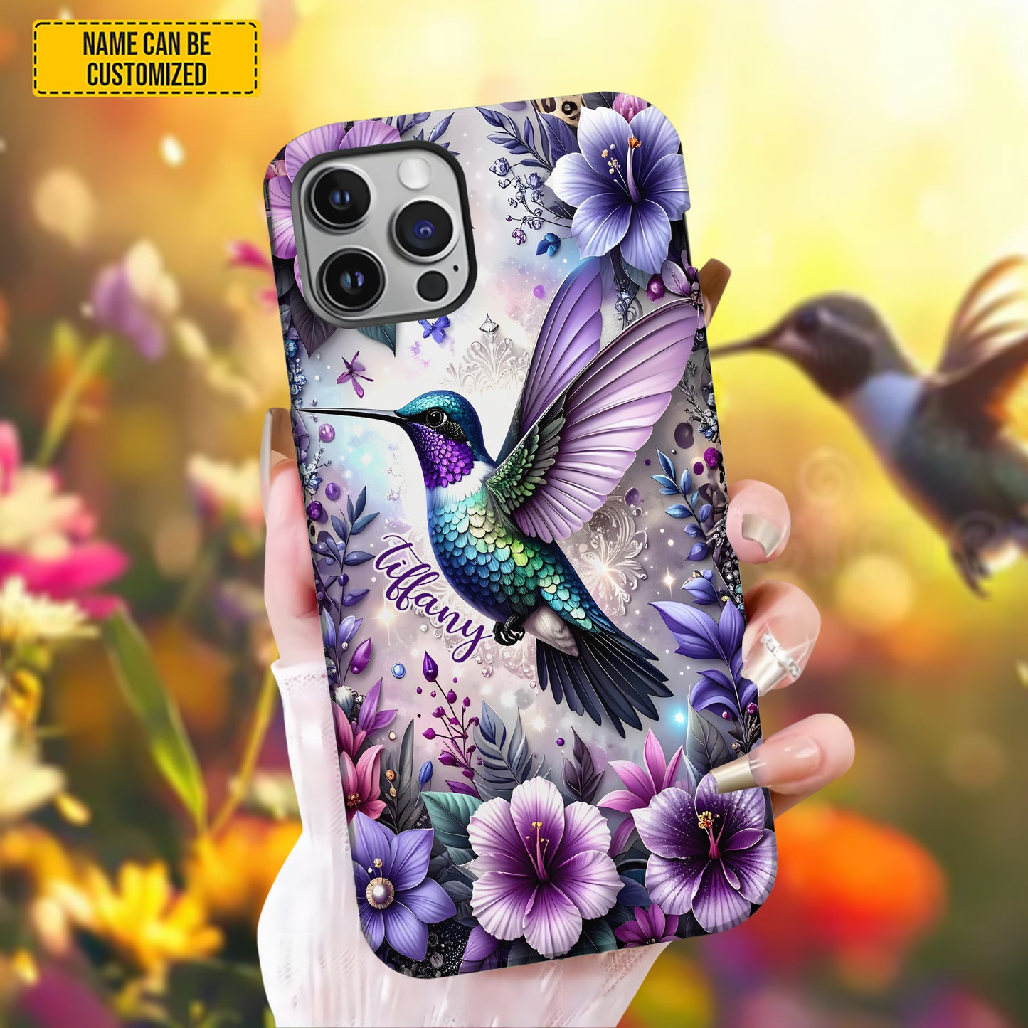 Personalized Hummingbird Floral Phone Case