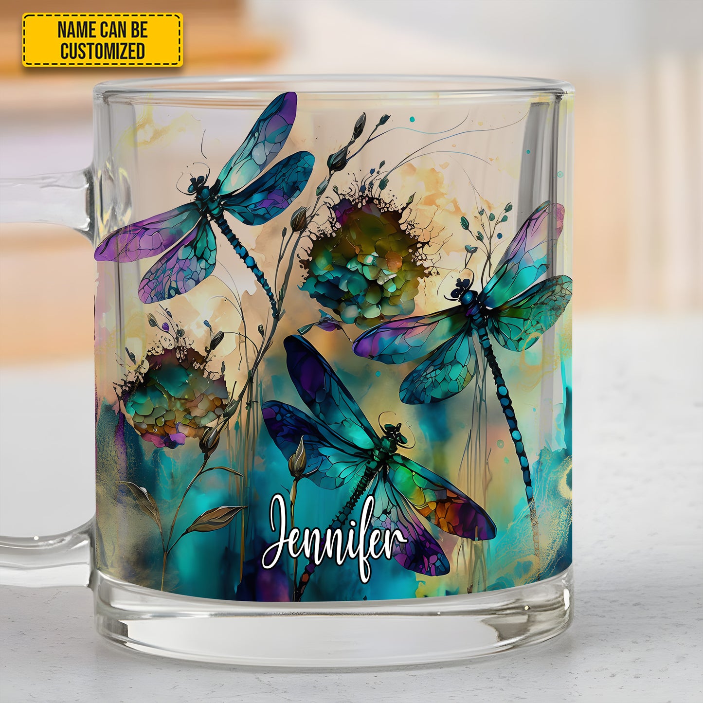 Dragonfly Colorful - Personalized Glass Mug