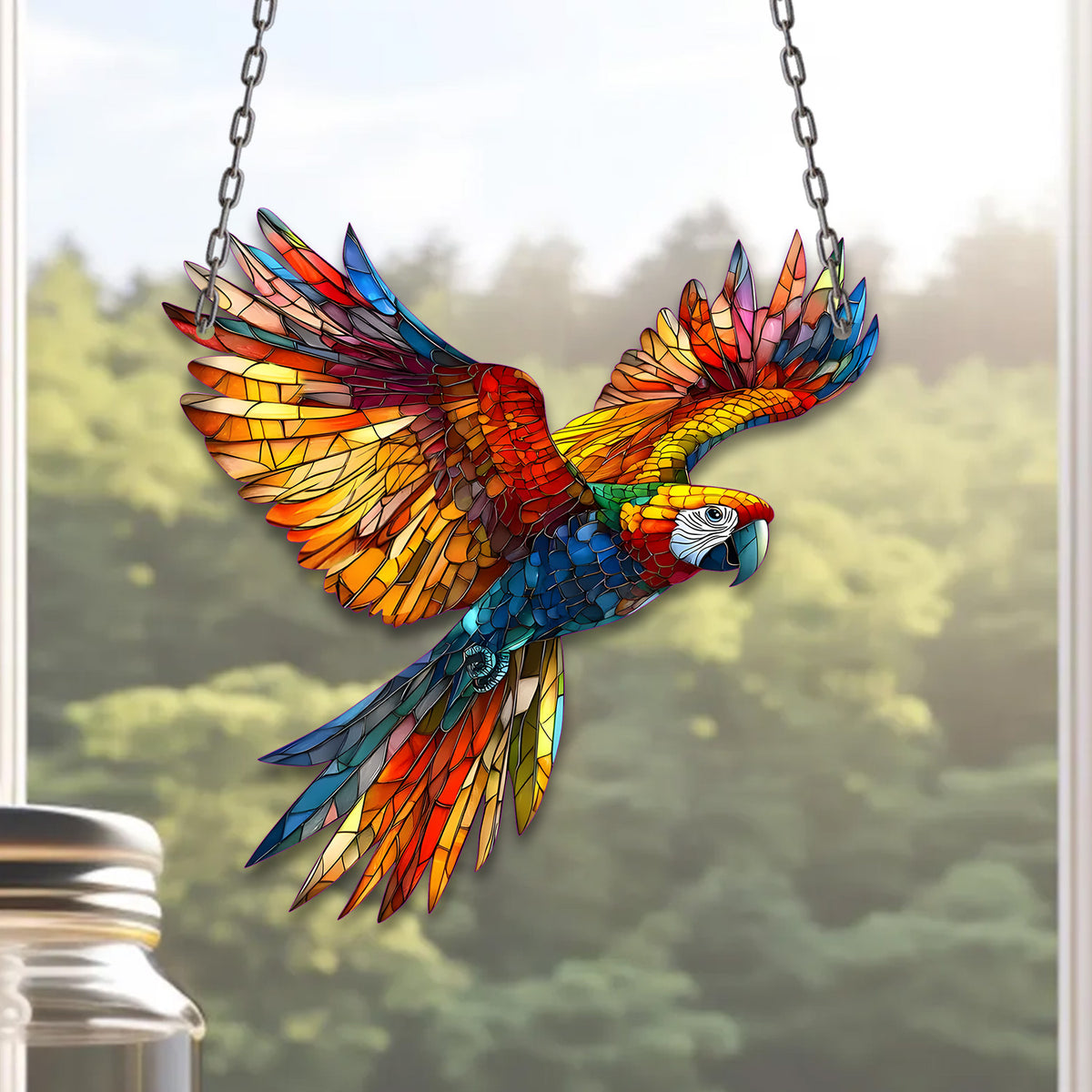 Colorful Flying Parrot - Personalized Acrylic Window
