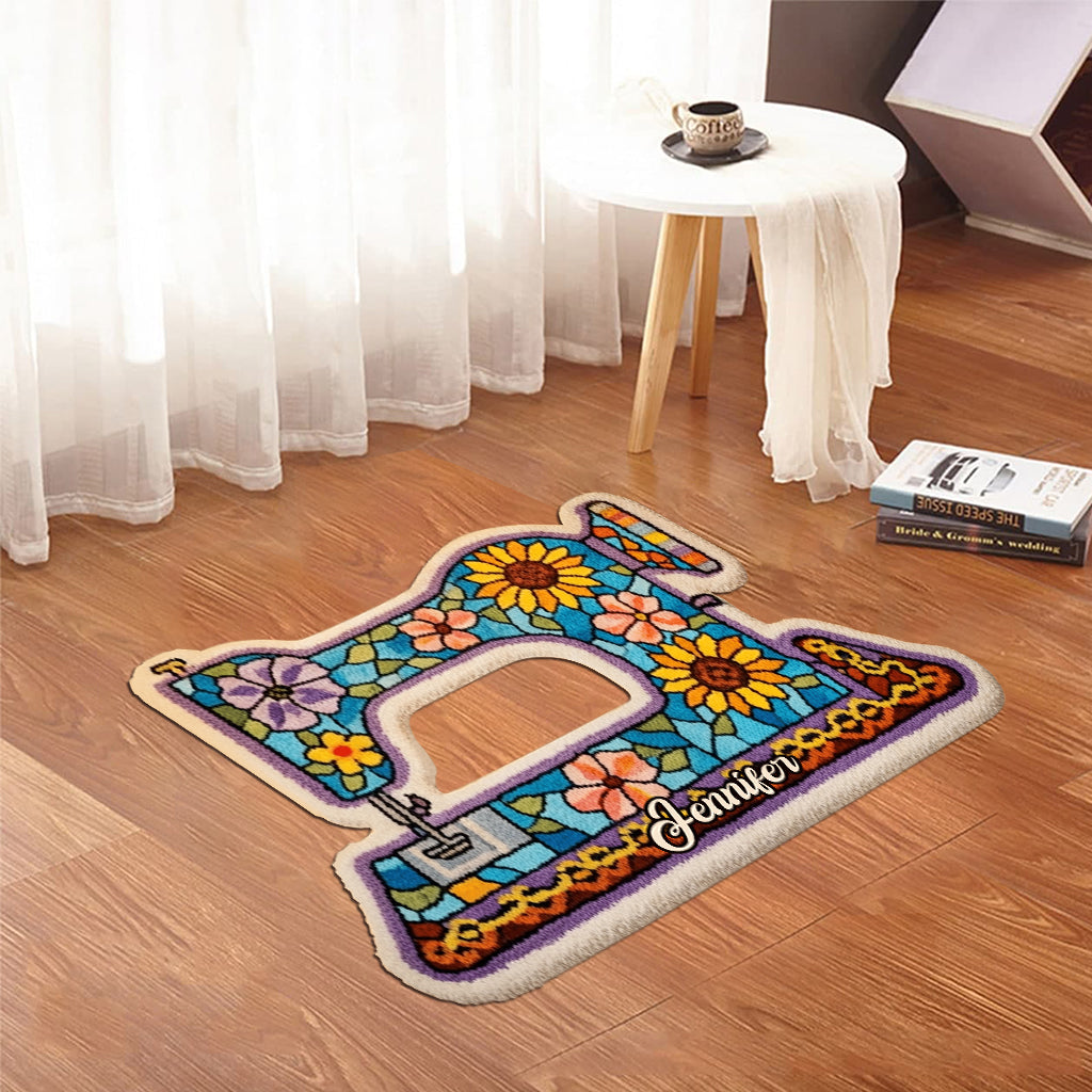 Sewing Machine - Personalized Sewing Shaped Doormat/ Rug