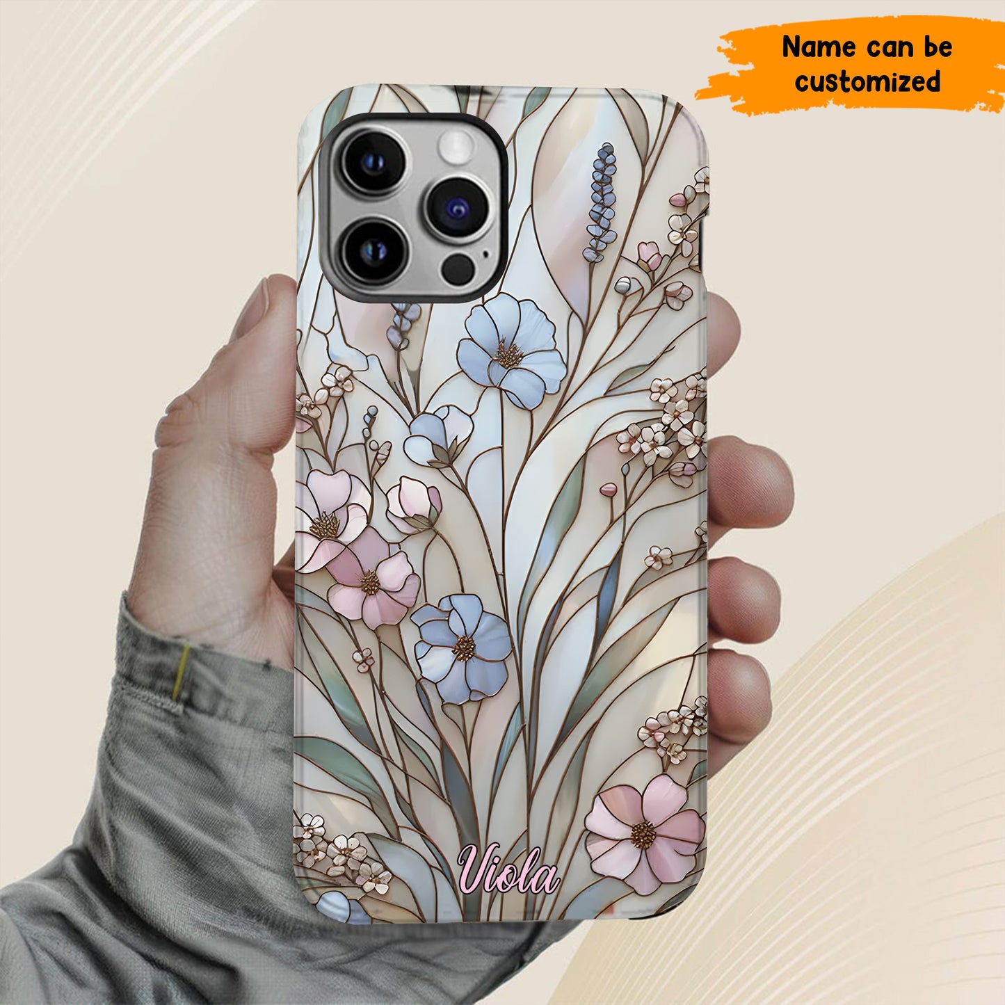 Wildflower Stained Glass Effect  – Personalized Flower Phone Case