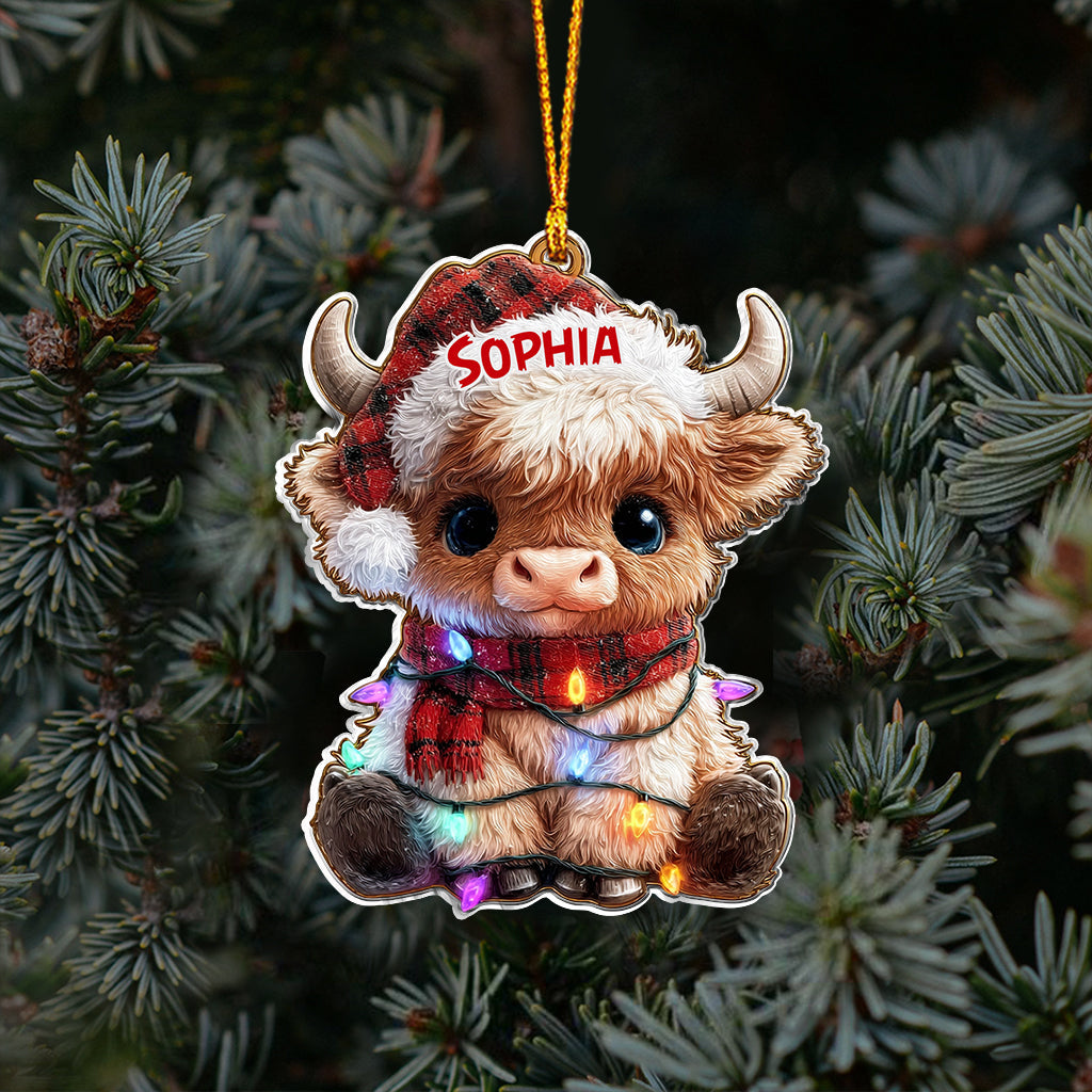 Christmas Highland Cow - Personalized Highland Cow Ornament
