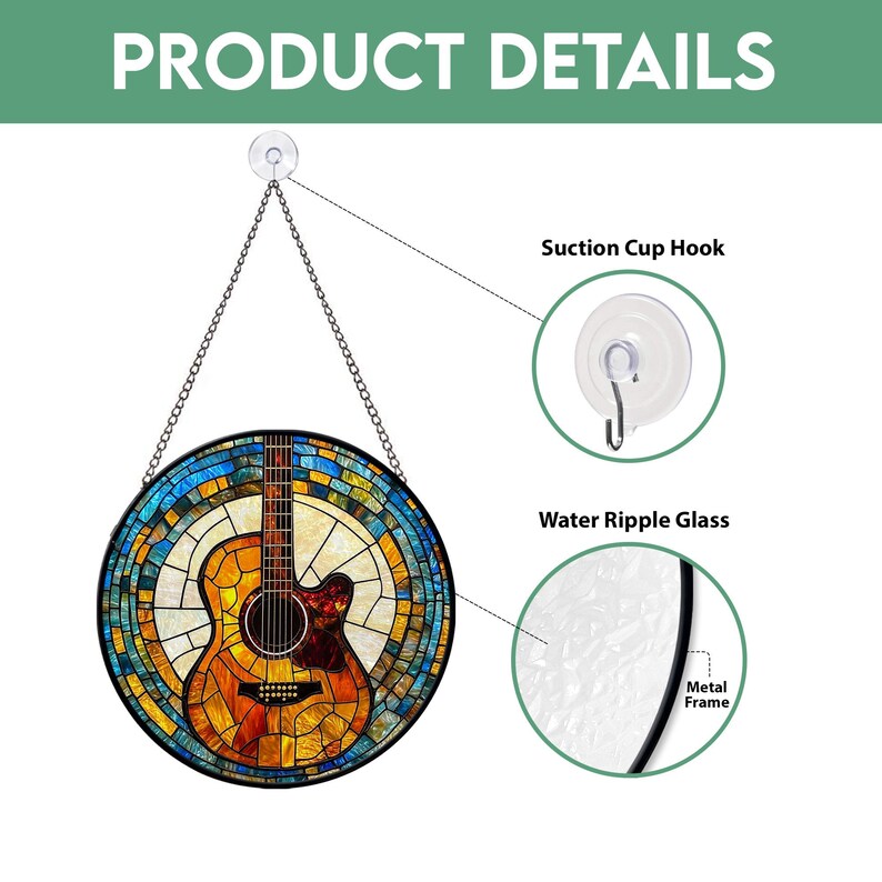 Guitar Faux Stained Glass Suncatcher