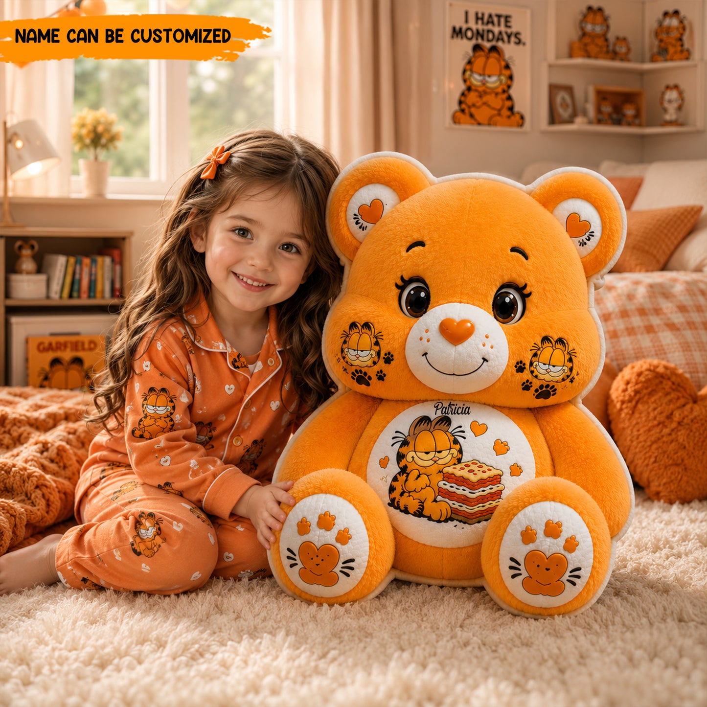 Personalized Cute Bear With Funny Cat Pillow