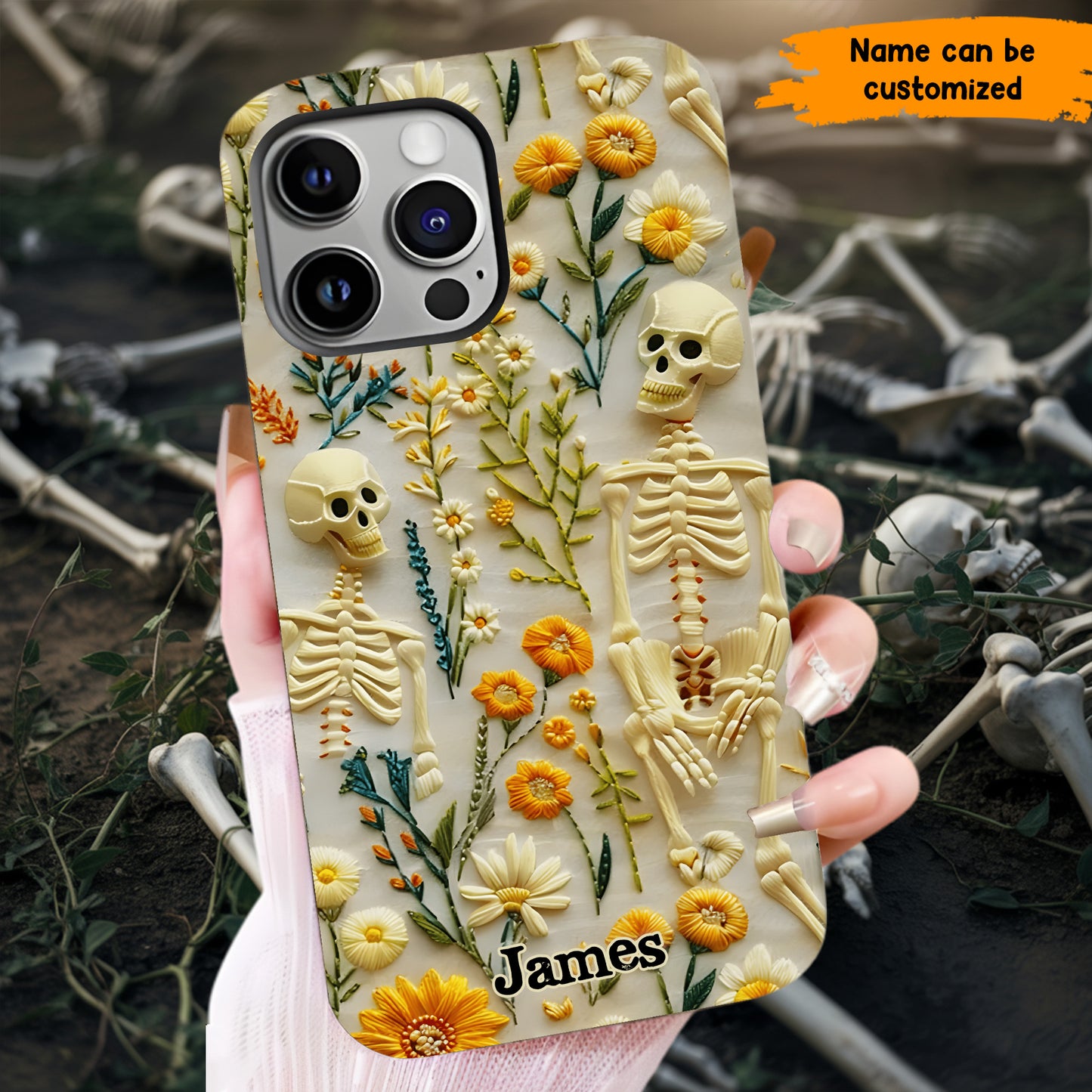 Personalized Skeleton Flower Phone Case