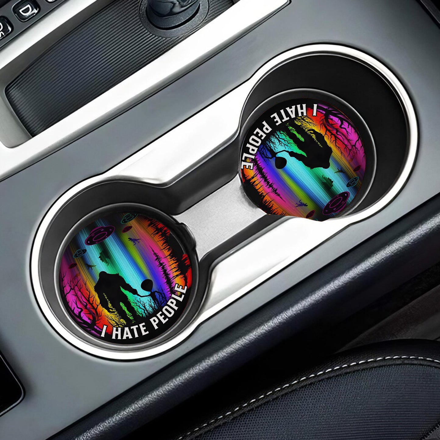 "I Hate People" Bigfoot With Alien Car Coaster