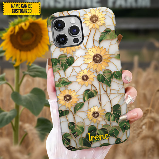 Sunflower Stained Glass - Personalized Phone Case