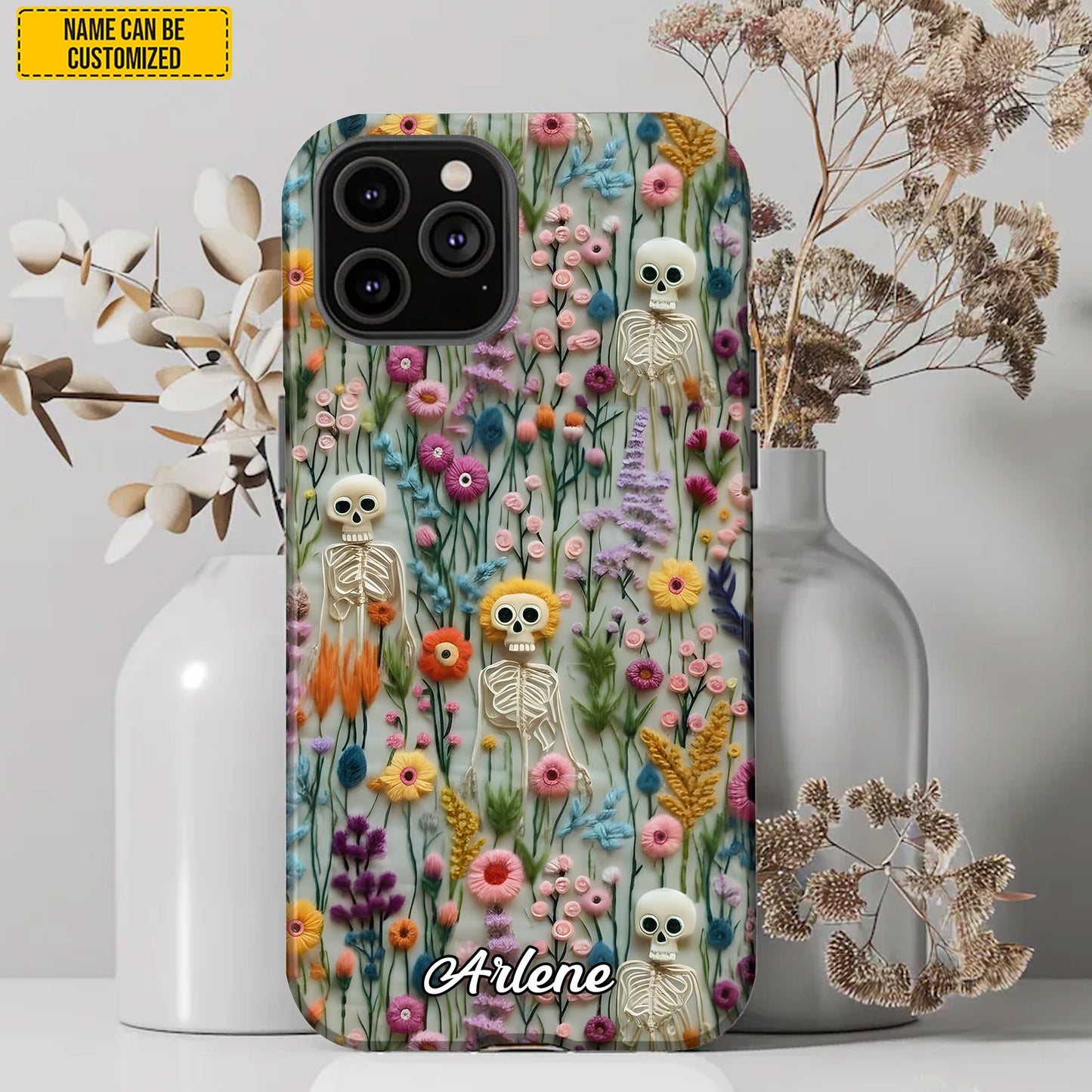 Personalized Skull Floral Phone Case