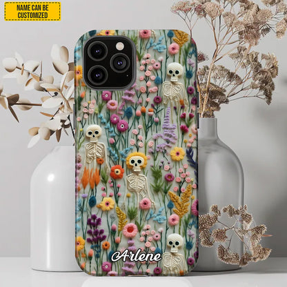 Personalized Skull Floral Phone Case