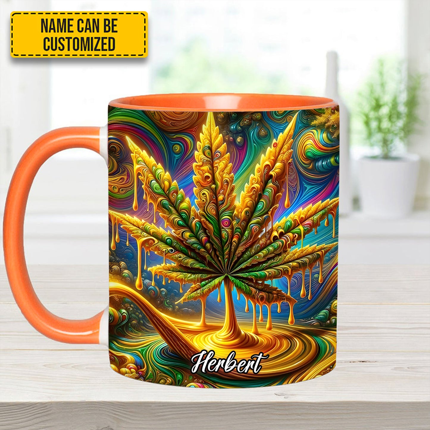 Personalized Colorful Psychedelic Weed Accent Mug