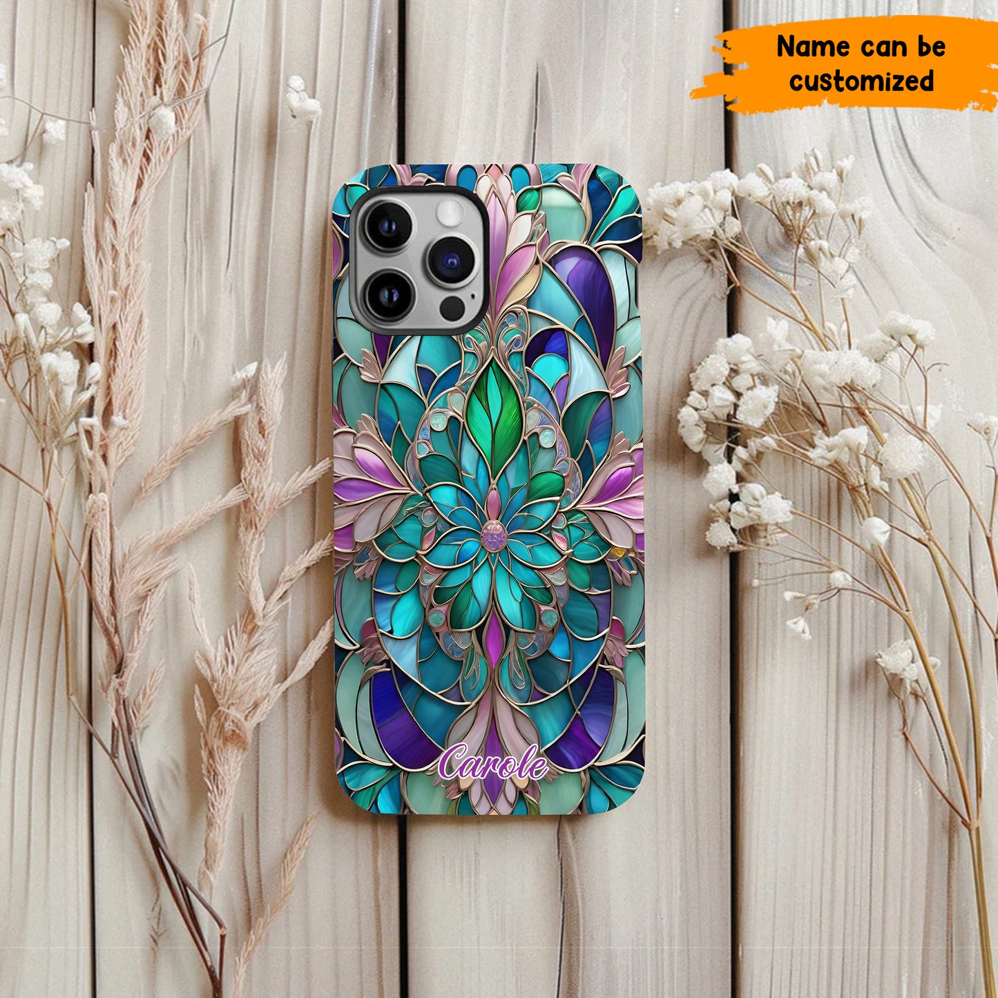 Personalized Stained Glass Mandala Phone Case
